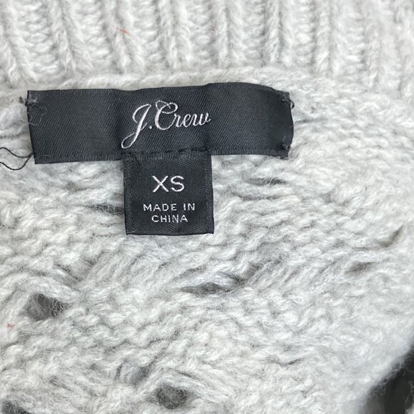 J.Crew XS Gray‎ Sequin Embellished Merino Wool Blend Cable Knit Sweater K4664 - Picture 5 of 6